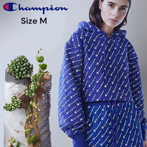 Champion Tops - Champion Women's Reverse Weave All Over Print Cropped Hoodie Boxy Fit